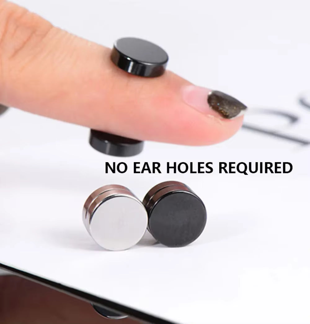 3 Pairs Crystal Strong Magnetic Ear Stud Clip Earrings for Men and Women Punk round Zircon Magnet Earrings Non Piercing Jewelry