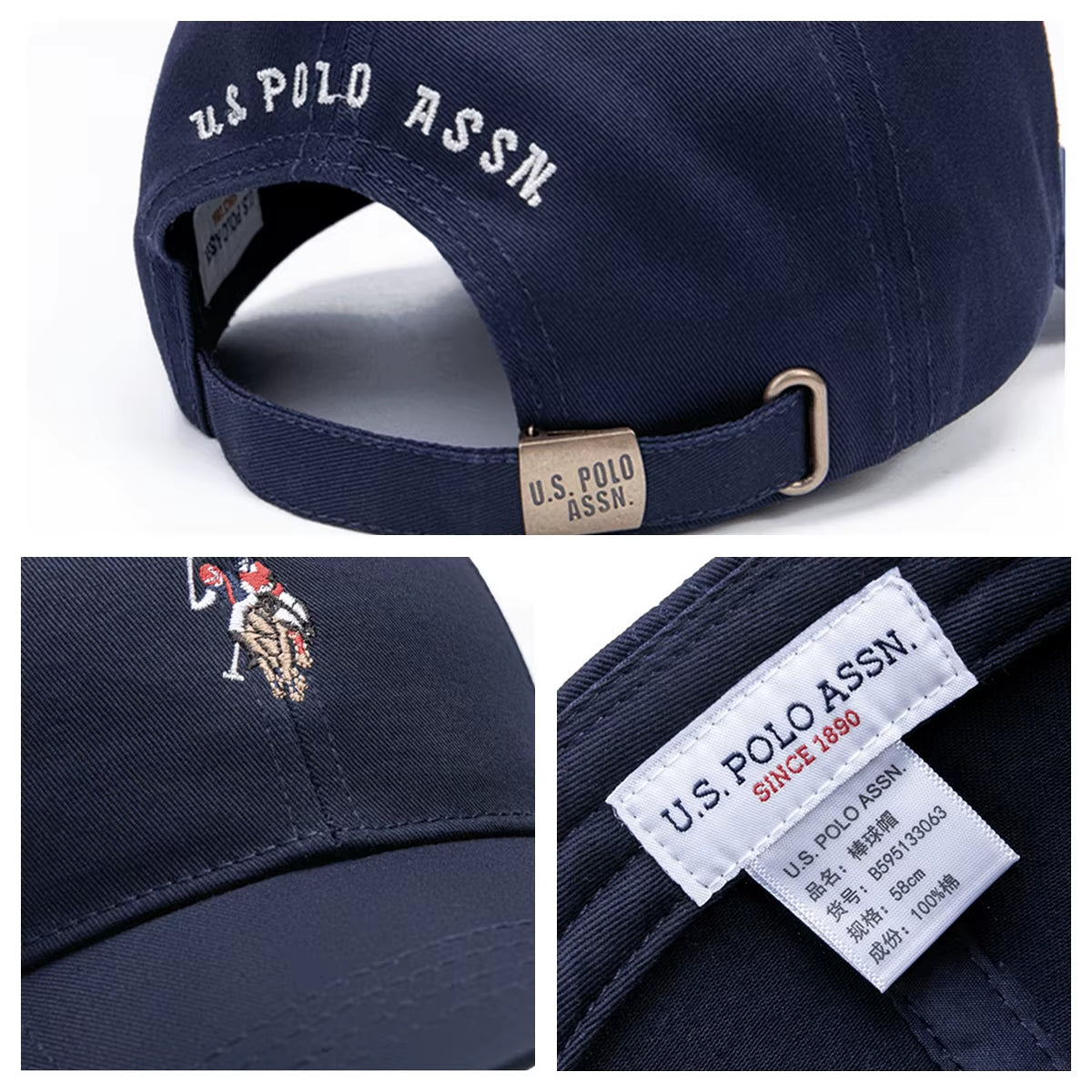 U.S.Polo Assn. Color Logo Thick Hard Top Baseball Cap Men and Women Cotton Spring and Autumn Sunshade Caps