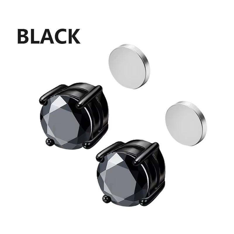 3 Pairs Crystal Strong Magnetic Ear Stud Clip Earrings for Men and Women Punk round Zircon Magnet Earrings Non Piercing Jewelry