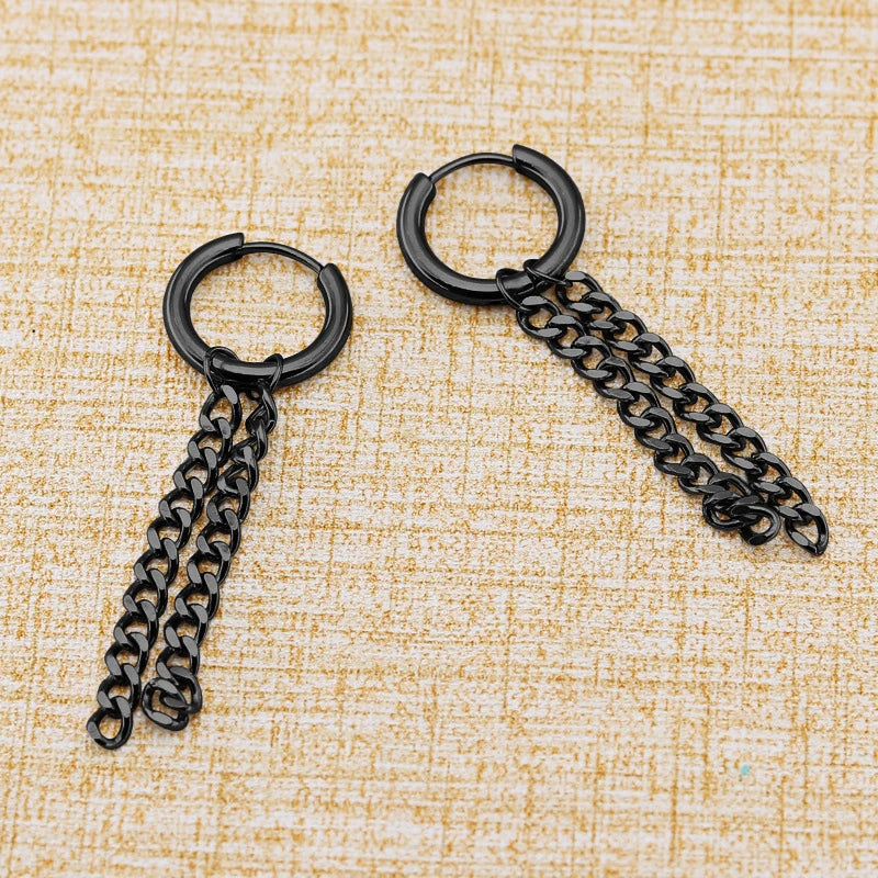 1 Pairs Punk Stainless Steel Stud Earrings Black Earrings Set for Men Women Vintage Hip Hop Piercing Ear Jewelry Accessories