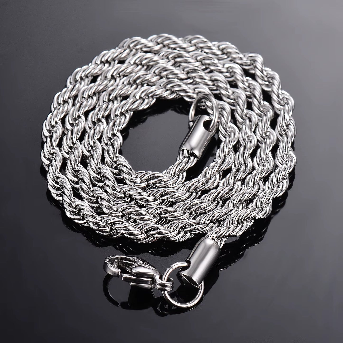 1 Piece Steel Color Width 2Mm/2.5Mm/3Mm/4Mm/5Mm/6Mm Rope Chain Necklace/Bracelet for Men Women Stainless Steel Chain Necklace