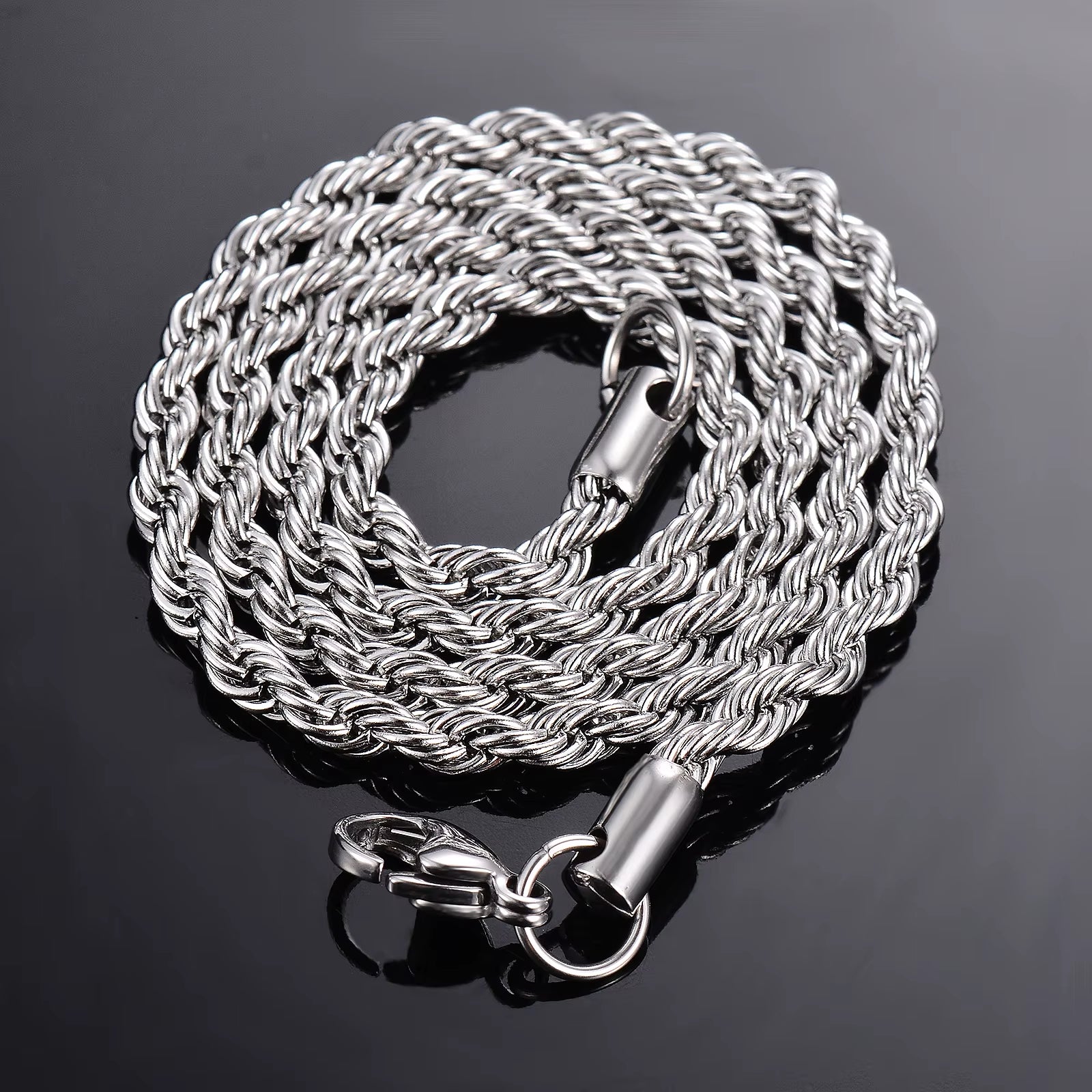 1 Piece Steel Color Width 2Mm/2.5Mm/3Mm/4Mm/5Mm/6Mm Rope Chain Necklace/Bracelet for Men Women Stainless Steel Chain Necklace