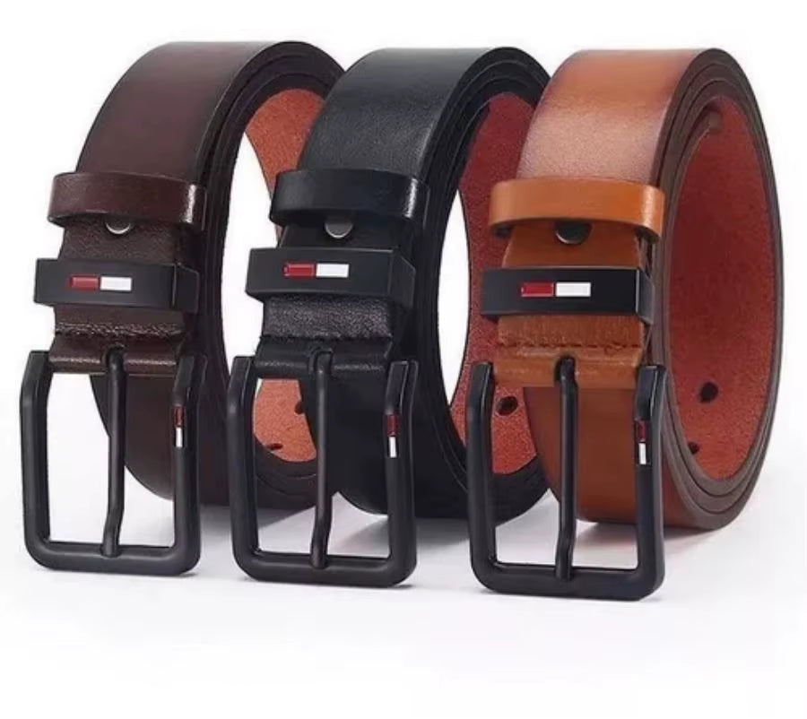 Men'S PU Leather Alloy Pin Square Buckle Belt Businessleisure Belts 2023 Fashion Black Coffee Brown Waistbelts for Men