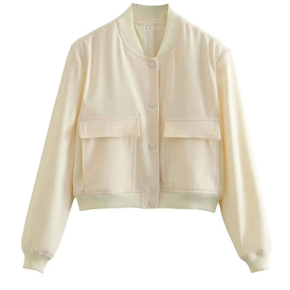 2024 Women's Cropped Bomber Jacket – Stylish Autumn & Winter Outerwear