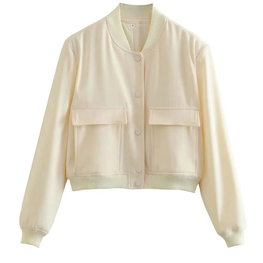 2024 Women's Cropped Bomber Jacket – Stylish Autumn & Winter Outerwear