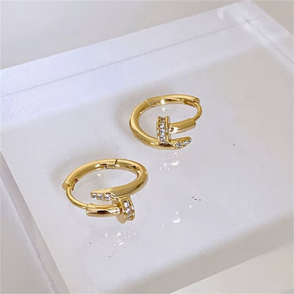 925 Silver Plated Zircon round Circle Hoop Earring for Women Minimalist Trendy Jewelry Shiny Accessories Eh2031