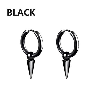 1 Pairs Punk Stainless Steel Stud Earrings Black Earrings Set for Men Women Vintage Hip Hop Piercing Ear Jewelry Accessories