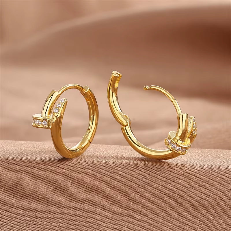 925 Silver Plated Zircon round Circle Hoop Earring for Women Minimalist Trendy Jewelry Shiny Accessories Eh2031