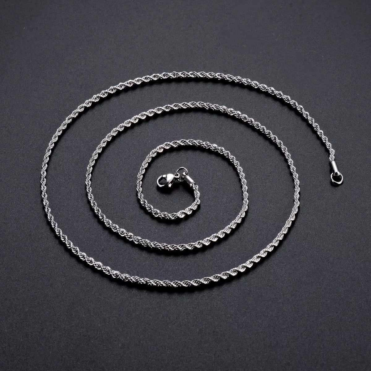 1 Piece Steel Color Width 2Mm/2.5Mm/3Mm/4Mm/5Mm/6Mm Rope Chain Necklace/Bracelet for Men Women Stainless Steel Chain Necklace