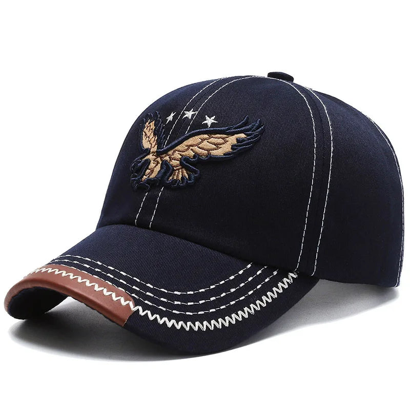 Stylish Unisex Four-Season Baseball Cap with Eagle Embroidery – Trendy Korean Design for Men and Women