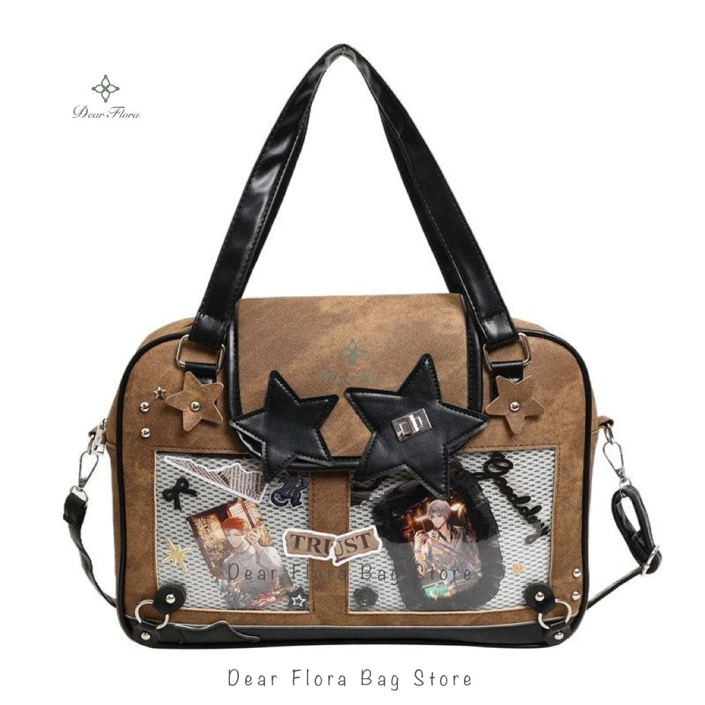 Title: Y2K Trendy Star Ita Bag – Lolita Transparent Pocket Crossbody Purse