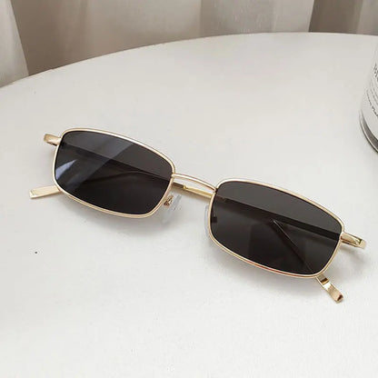 Fashion Small Rectangle Sunglasses for Men and Women – Vintage Square Driving Sunglasses with Luxury Metal Frame Eyewear.