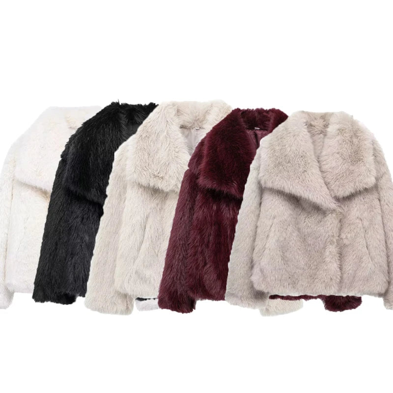 TRAF 2024 Winter Faux Fur Coat – Plush & Fluffy Women’s Outerwear