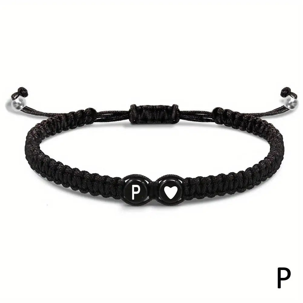 A-Z Initial Heart Braided Bracelet – Handmade Adjustable Friendship Jewelry for Men & Women