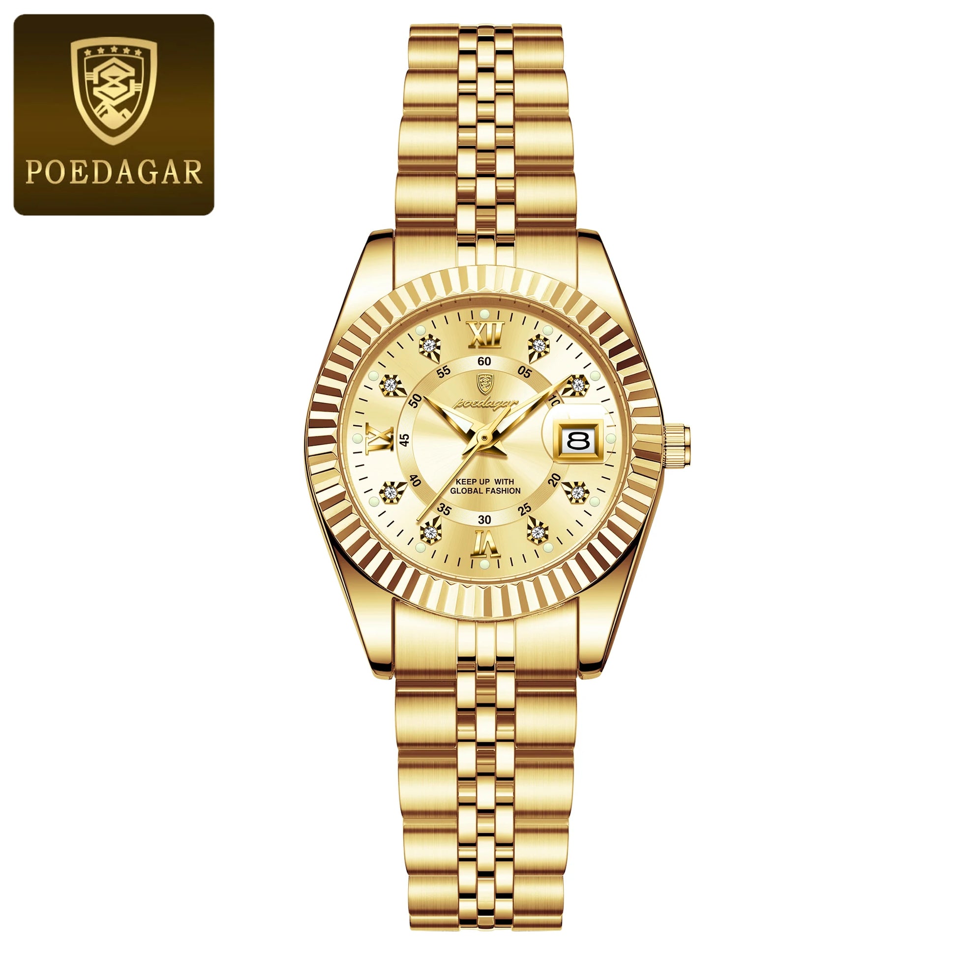 Luxury Elegant Watch for Women - Waterproof, Luminous, Date Display, Stainless Steel, Quartz Movement