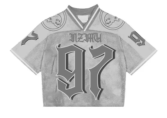 Y2K American Fashion T-Shirt - Splicing Loose Football Jersey, Unisex Streetwear Short-Sleeve Top