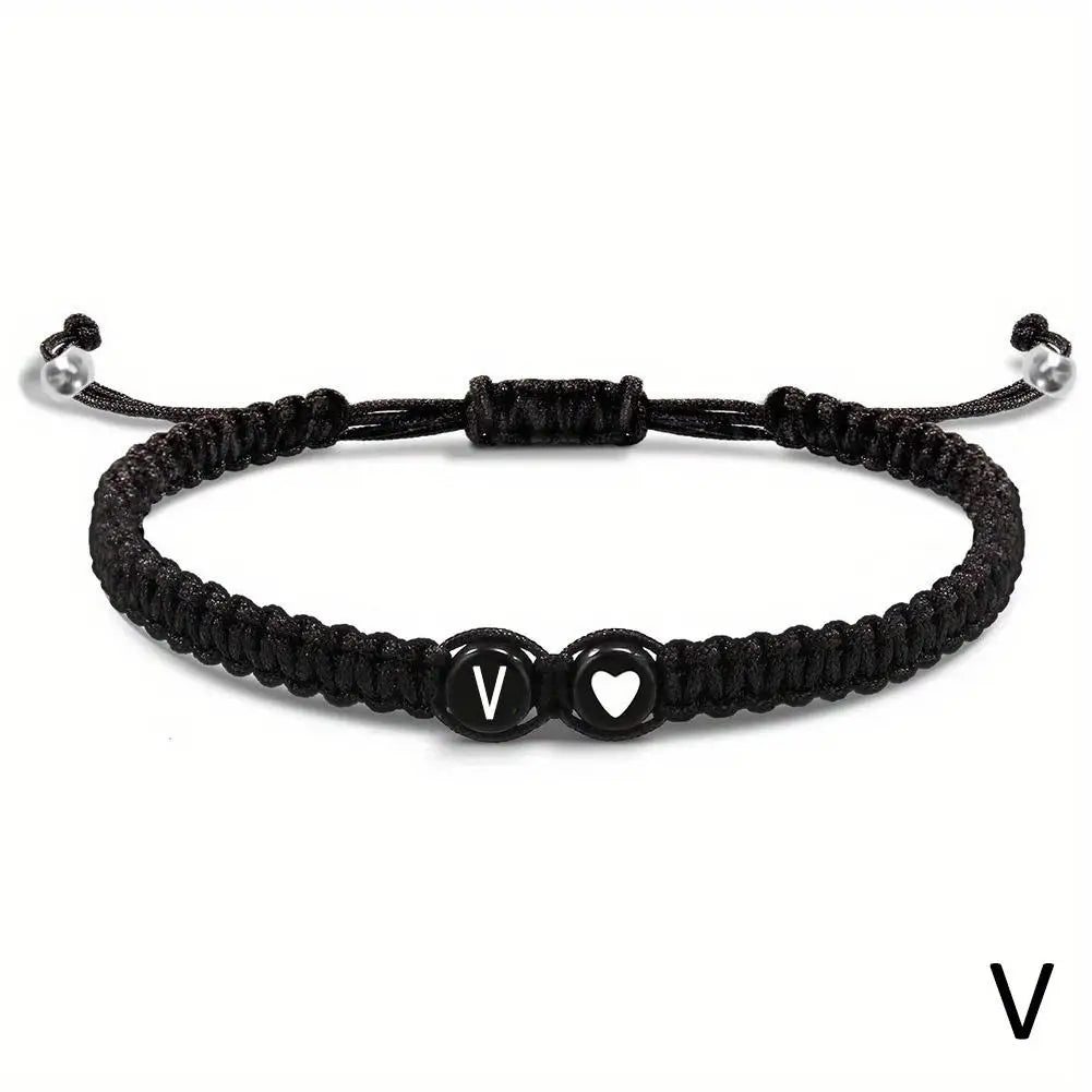 A-Z Initial Heart Braided Bracelet – Handmade Adjustable Friendship Jewelry for Men & Women