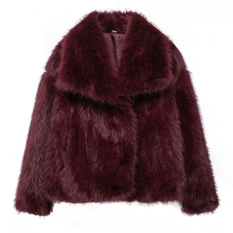 TRAF 2024 Winter Faux Fur Coat – Plush & Fluffy Women’s Outerwear