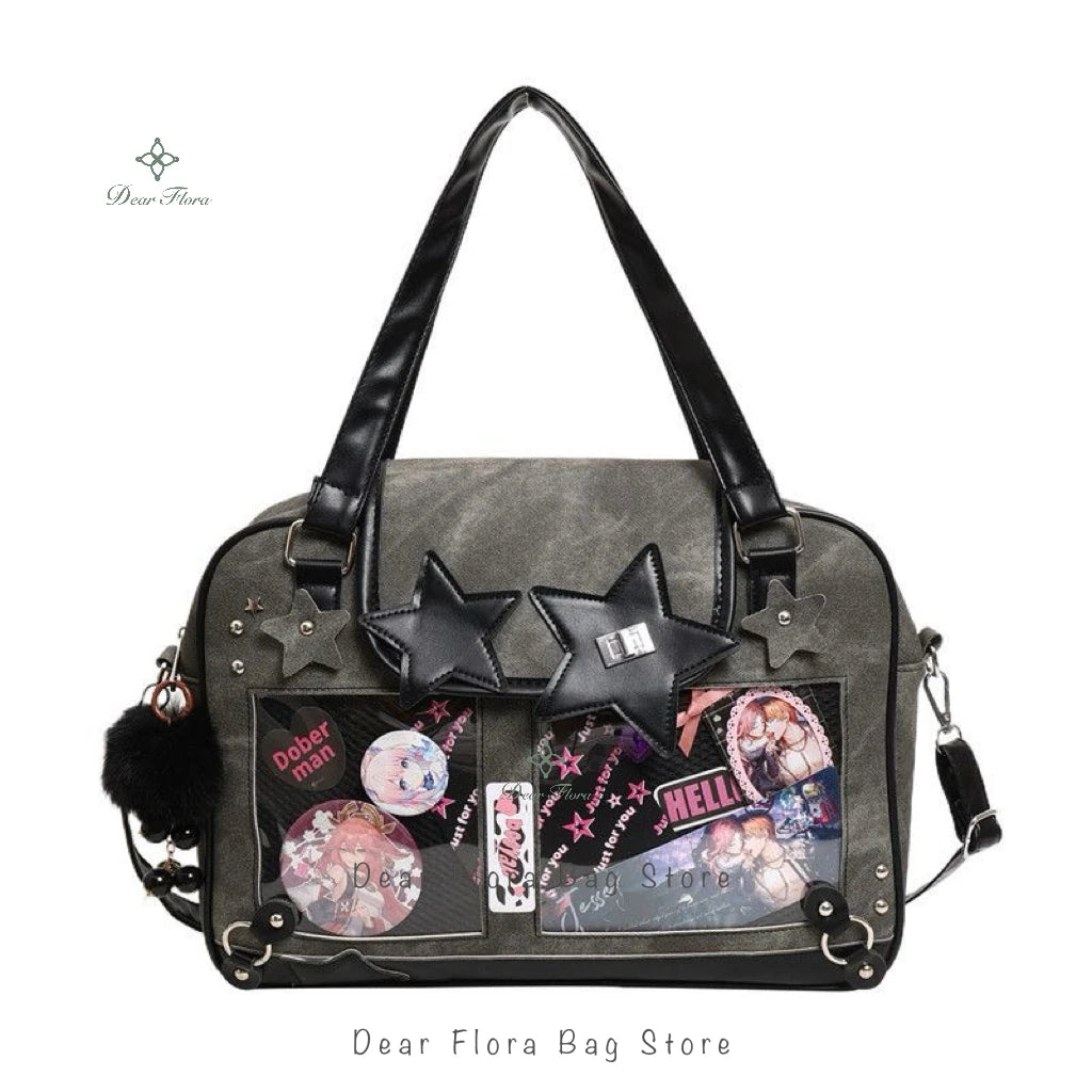 Title: Y2K Trendy Star Ita Bag – Lolita Transparent Pocket Crossbody Purse