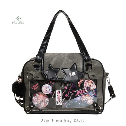 Title: Y2K Trendy Star Ita Bag – Lolita Transparent Pocket Crossbody Purse