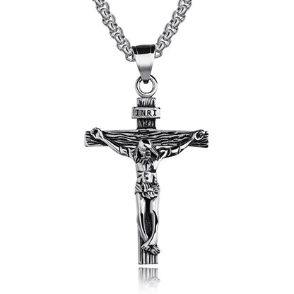 Religious Jesus Cross Stainless Steel Necklace – Gold & Silver Color Cross Pendant