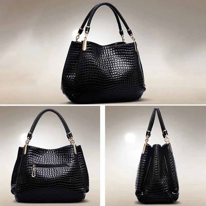 Title: Women's Large-Capacity Crocodile Print Tote Bag – Daily Commute Shoulder Handbag