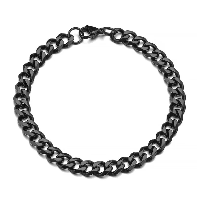 This unisex Cuban curb chain bracelet is crafted from high-quality stainless steel, offering a sleek and stylish look for both men and women.