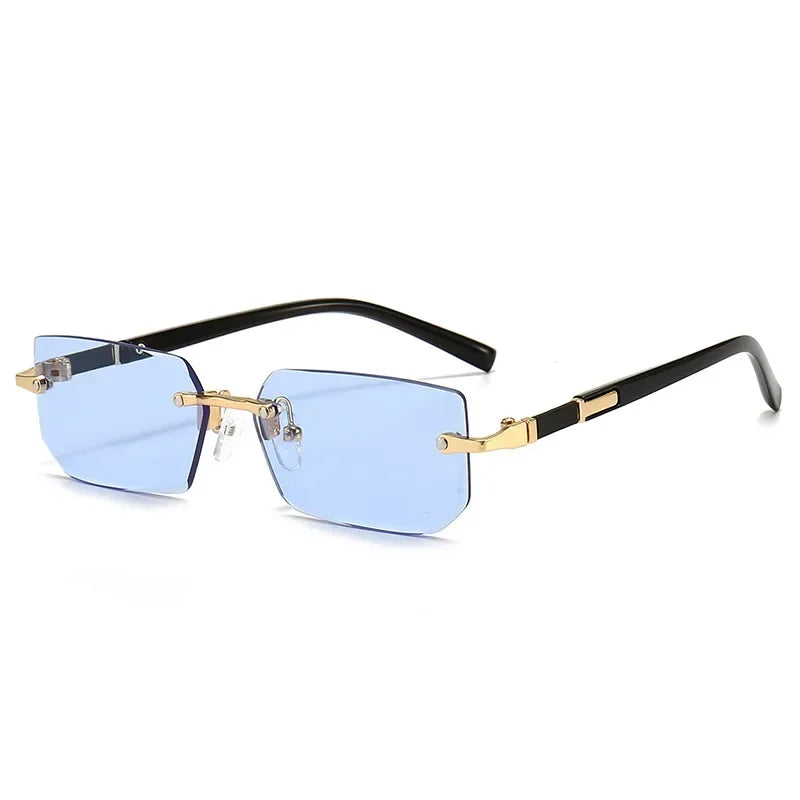 High Definition Sunglasses for Men and Women – Blue Light Blocking, Rimless Square Frame Eyewear with Eye Protection.