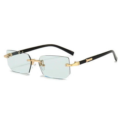 High Definition Sunglasses for Men and Women – Blue Light Blocking, Rimless Square Frame Eyewear with Eye Protection.