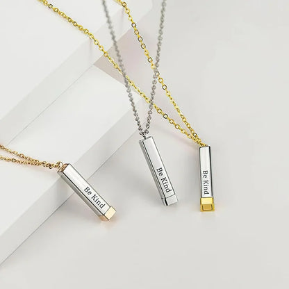 Be Kind of a B" Necklace for Women – Hidden Message Square Tube Pendant, Perfect for Best Friends, Sorority Sisters, and Friendship Gifts