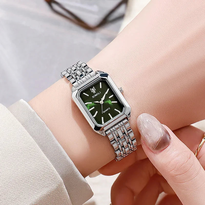 2025 Hot Brand Stainless Steel Strap Watch - Women's Luxury Quartz Wristwatch, Student Fashion, Simple Square Design