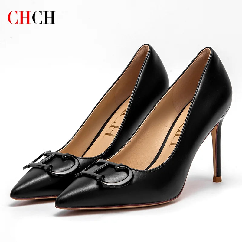 Women's 9cm High Heels – New Pointed-Toe Sandals with Metal Buckle, Perfect for Party & Carnival