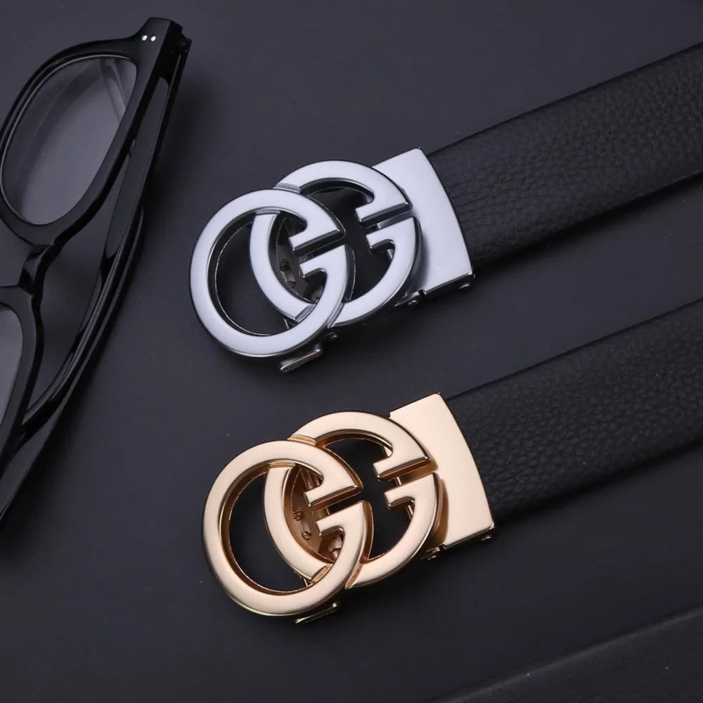 Luxury Business Men's Belts - Genuine Leather, Double G Buckle, High-Quality Designer Belts for Men & Women