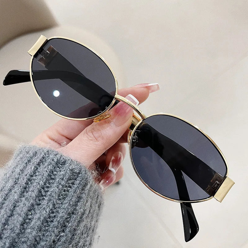 Retro Oval Sunglasses for Men and Women – Classic Luxury Eyewear with a Metal Frame, High-Quality Construction, and UV400 Protection.