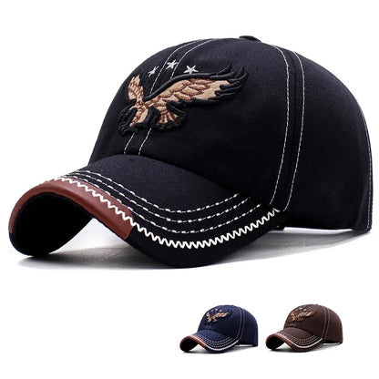 Stylish Unisex Four-Season Baseball Cap with Eagle Embroidery – Trendy Korean Design for Men and Women