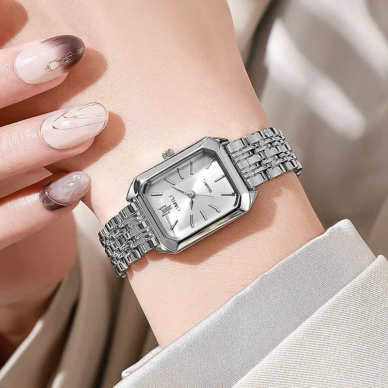 2025 Hot Brand Stainless Steel Strap Watch - Women's Luxury Quartz Wristwatch, Student Fashion, Simple Square Design