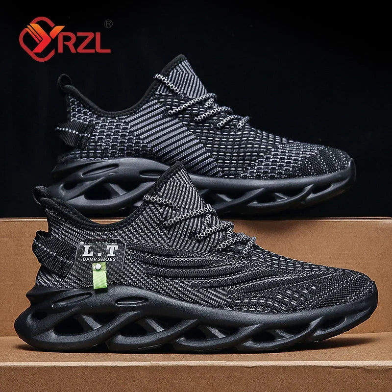 Men's Black Running Shoes - Casual Sneakers with Breathable Mesh & Shock-Absorption, Women's Lightweight Tennis for Outdoor Jogging