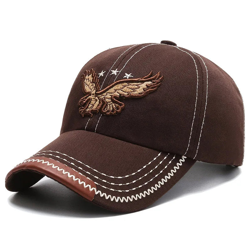 Stylish Unisex Four-Season Baseball Cap with Eagle Embroidery – Trendy Korean Design for Men and Women