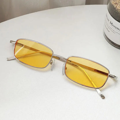 Fashion Small Rectangle Sunglasses for Men and Women – Vintage Square Driving Sunglasses with Luxury Metal Frame Eyewear.