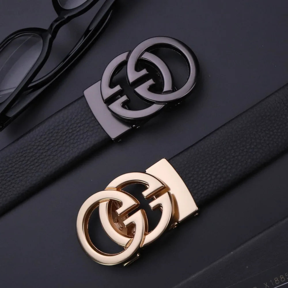 Luxury Business Men's Belts - Genuine Leather, Double G Buckle, High-Quality Designer Belts for Men & Women