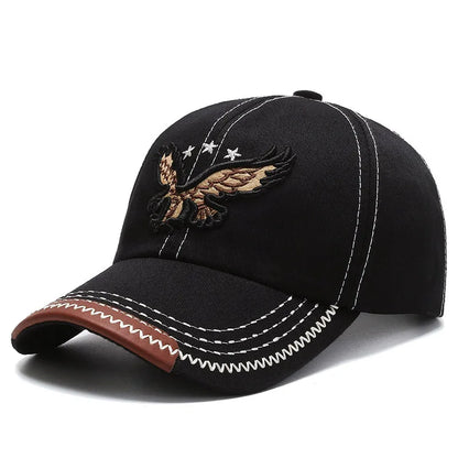 Stylish Unisex Four-Season Baseball Cap with Eagle Embroidery – Trendy Korean Design for Men and Women