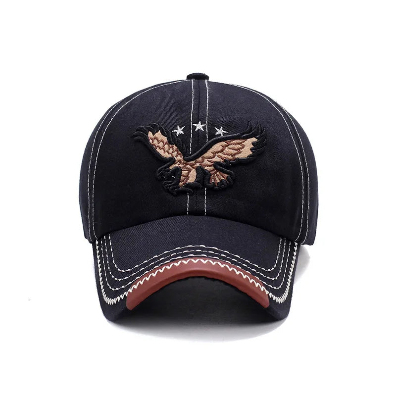 Stylish Unisex Four-Season Baseball Cap with Eagle Embroidery – Trendy Korean Design for Men and Women