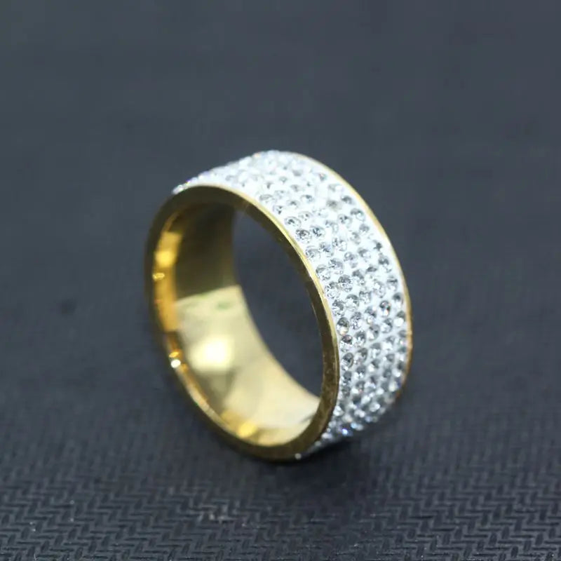 Shine Silver & Gold Color Inlaid White Zircon Ring – Engagement & Wedding Jewelry for Women & Men