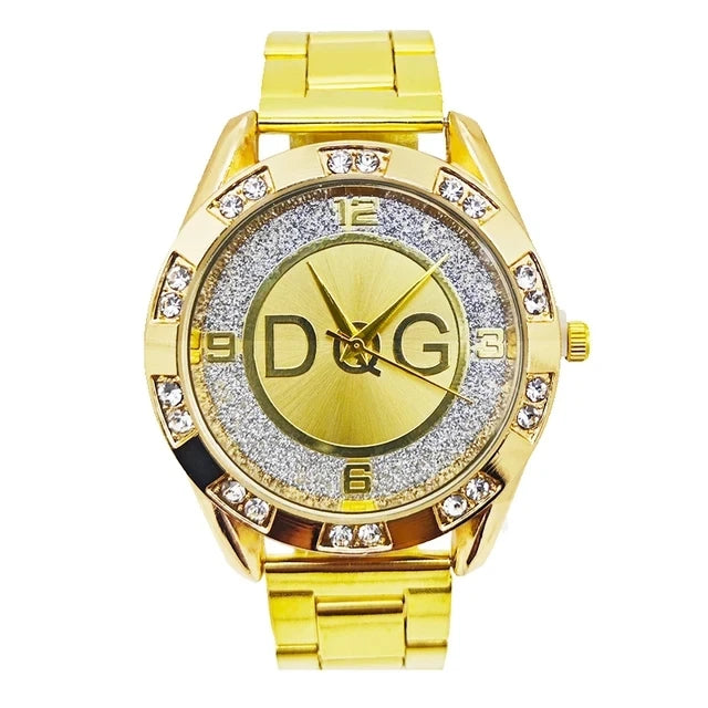 2024 Fashion Luxury Watch - Crystal Quartz Women's Watch, Gold & Silver Stainless Steel, Elegant Ladies Dress Watch