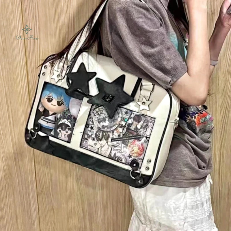 Title: Y2K Trendy Star Ita Bag – Lolita Transparent Pocket Crossbody Purse