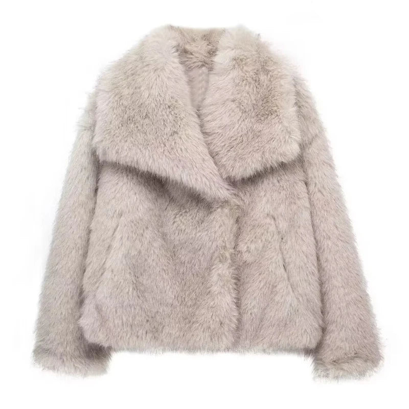 TRAF 2024 Winter Faux Fur Coat – Plush & Fluffy Women’s Outerwear