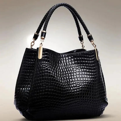 Title: Women's Large-Capacity Crocodile Print Tote Bag – Daily Commute Shoulder Handbag