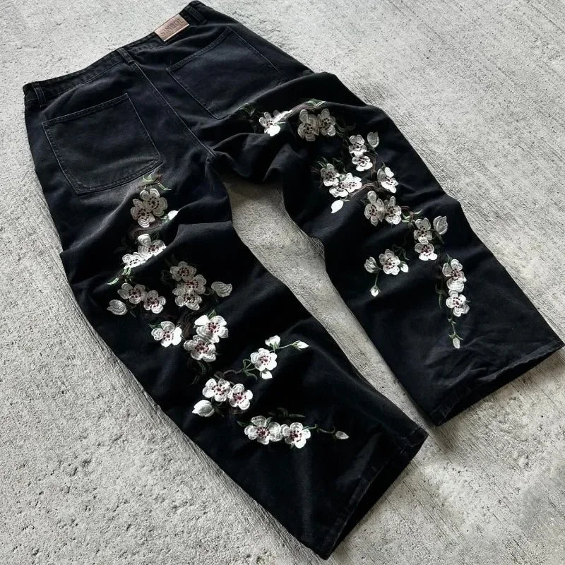 Y2K Cherry Blossom Print Baggy Pants – Hip-Hop & Harajuku Streetwear