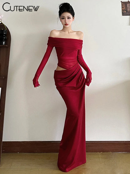 Title: Sexy Mesh Ruched Off-Shoulder Maxi Dress – See-Through Long Sleeve Sheath