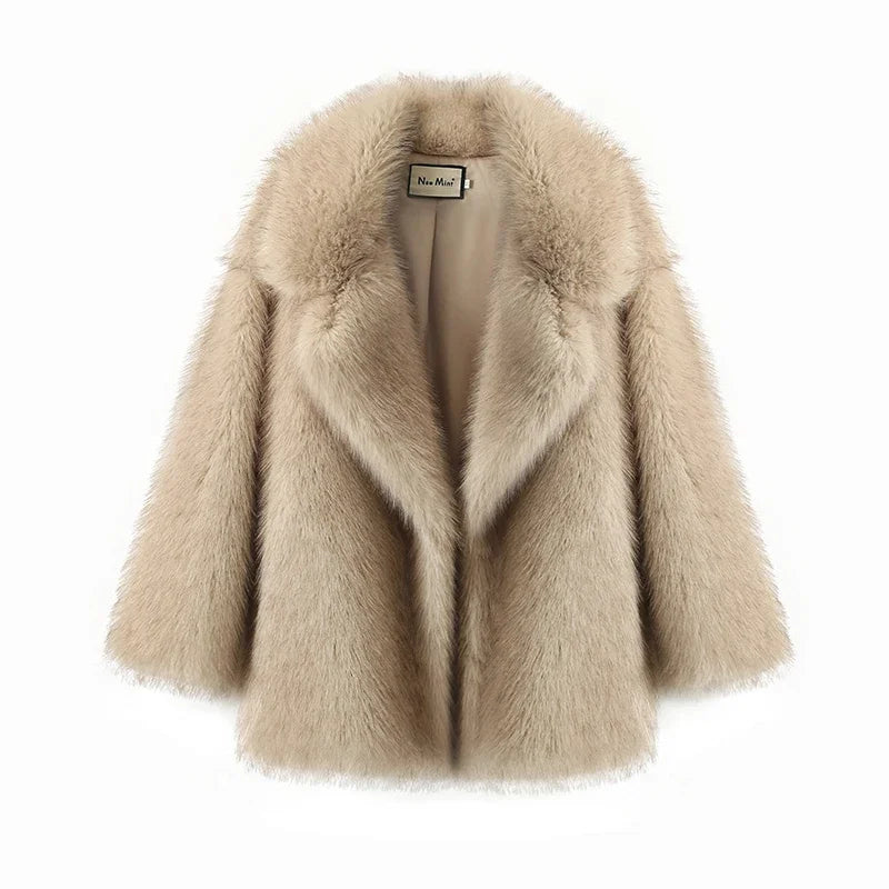 2024 Winter Fashion Trend – Oversized Gradient Faux Fox Fur Coat for Women, Thick and Warm Fluffy Jacket for Girls.